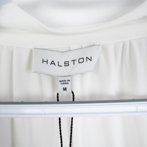 NEW HALSTON Evi Volume Drape Top in Prestine white size M - Picture 6 of 15